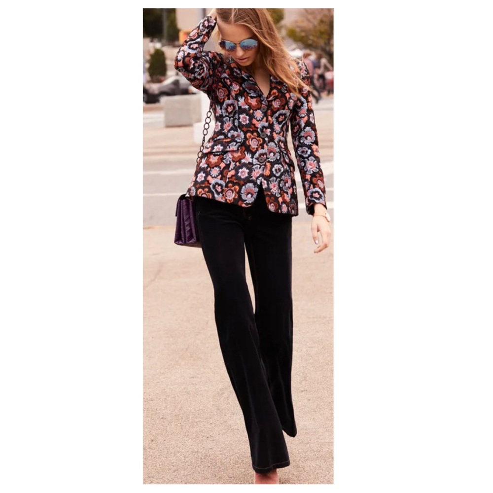 SOLD NWT THEORY Floral Print Embroidered Blazer Riding Jacket 2 Floral Jacquard - Picture 3 of 12